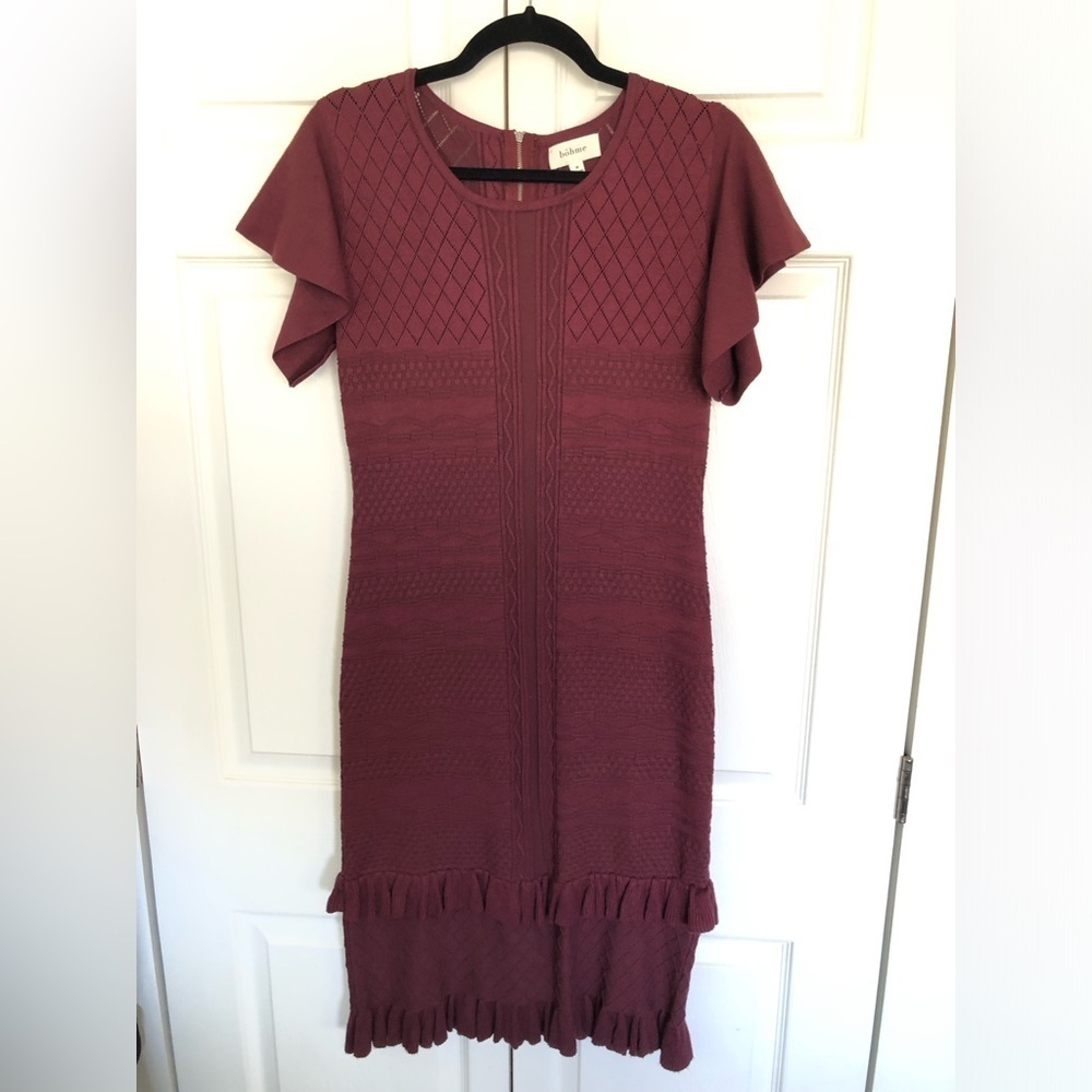 Bohme Burgundy Red Knit Short Sleeve Dress Size M